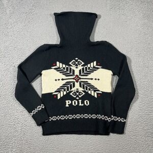 Polo Ralph Lauren KIDS Unisex Sz XL Black Snow Soft Sweater Fair Isle Christmas